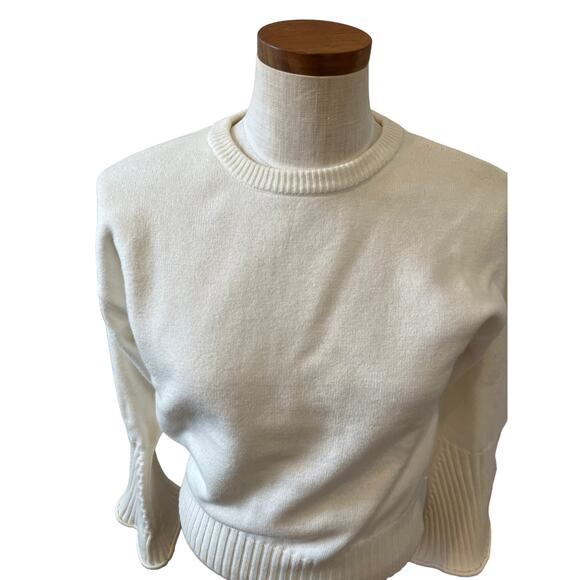 JOA Revolve Bell sleeve crewneck sweater Winter White XS - Picture 2 of 6